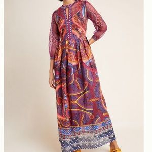 Anthropologie Maren Embroidered Maxi Dress